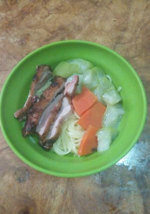 絲瓜紅糟陽春乾麵 的食譜成品照片