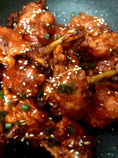 A picture of Chicken lollipops with honey glaze sauce😊.