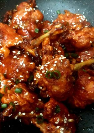 A picture of Chicken lollipops with honey glaze sauce😊.