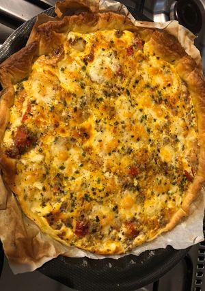 Une photo de Quiche ou tarte à la farce de viande hachée