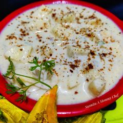 Apple and boiled potato raita A picture of Apple and boiled potato raita.