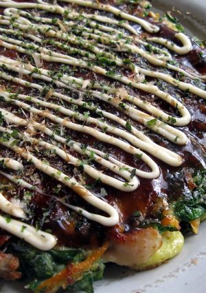 A picture of Kale Okonomiyaki.