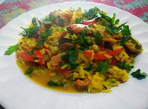 Una foto de Arroz con mejillones
