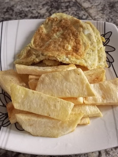 A picture of Fried Yam and Egg.
