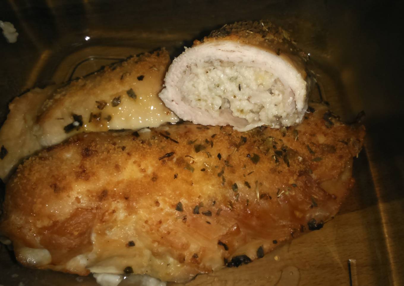 Pechugas rellenas de pavo y queso al horno
