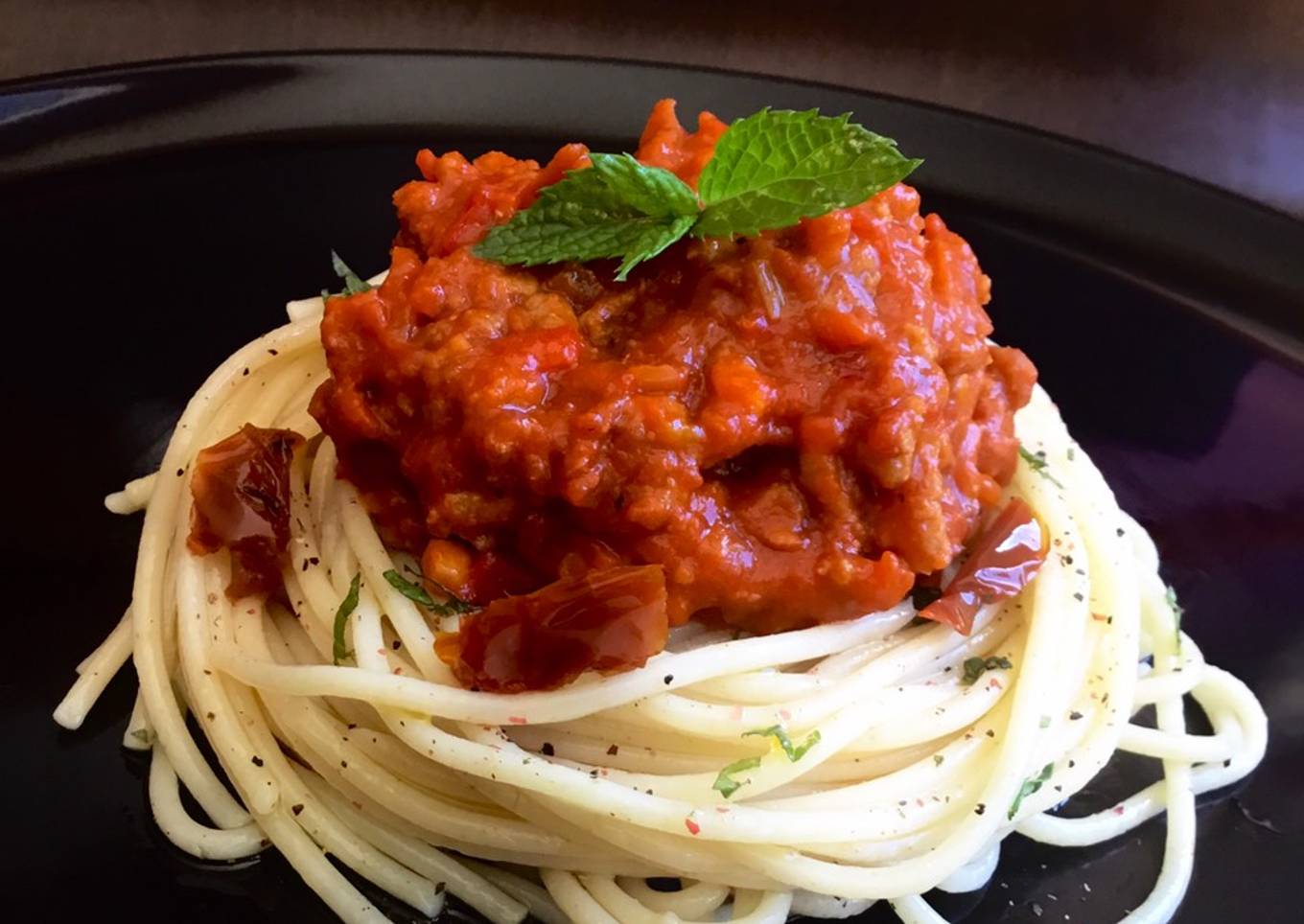 Spaghetti con salsa boloñesa