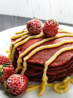Foto resep Red Velvet Pancake + Cream Cheese Glaze 🇺🇲