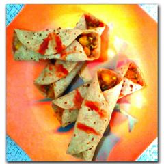 Jeera masala aloo sprouts roti roll A picture of Jeera masala aloo sprouts roti roll.