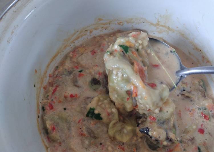 Penyek terong bakar santan pedas