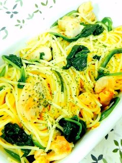Foto resep Spaghetti Ayam Bayam tumis bawang putih