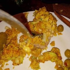 A picture of Southern corn bread stuffing for chicken or turkey.