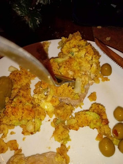 A picture of Southern corn bread stuffing for chicken or turkey.