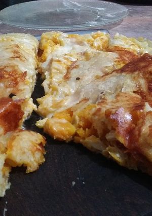 Una foto de Super tarta de calabacín, pollo y queso