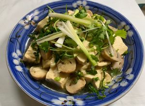 Hình của món Đậu phụ om nấm rơm.