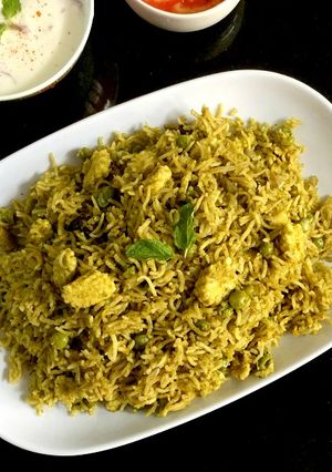 A picture of Chettinad Baby Corn Pulao.