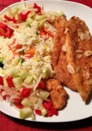 Rántott hús csirkemellből, sütőben, mandulával recept fotója