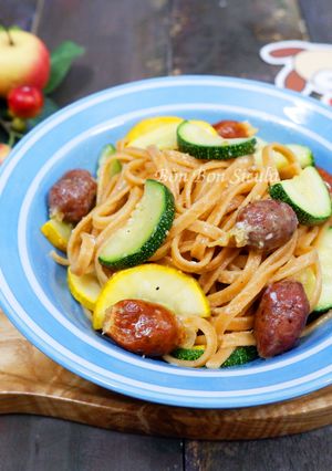 Hình của món Mì Ý Củ Dền Xúc Xích Chorizo.