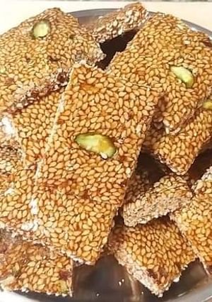 A picture of #walnut #GA4 Gur ki chikki.
