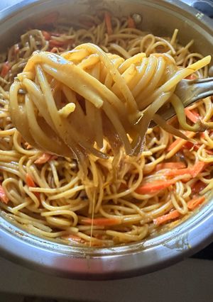 Tejszínes mungóbabcsírás spagetti recept fotója