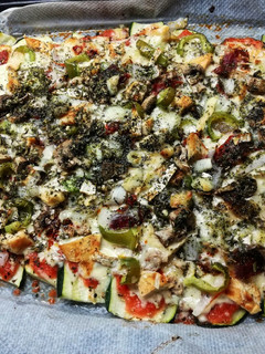 Una foto de "Pizza" con base de calabacín! 🥒