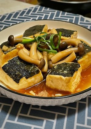 Foto resep Tumis Tahu Sutra Nori & Jamur Shimeji Coklat
