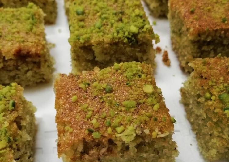 Step-by-Step Guide to Prepare Super Quick Homemade Basbusa with Pistacio Cake