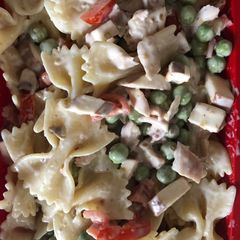 A picture of Chicken, Tomato and Mushroom Pasta, in Honey, Lemon and Whole Grain Mustard dressing.