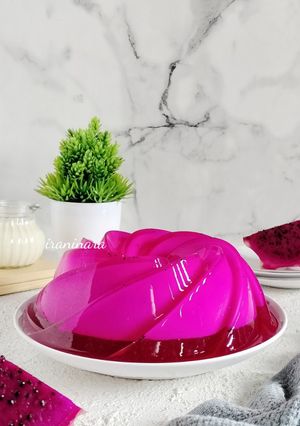 Foto resep Puding Buah Naga Leci