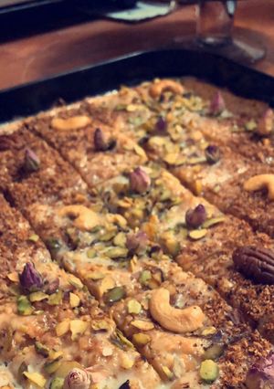 صورة لوصفة بسبوسة اللوز المحمص 😋