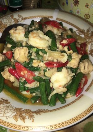 Foto resep Tumis kacang panjang, tempe & udang