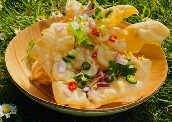 Easiest Way to Cook Delicious Loaded Poppadoms  Poppadum Nachos topped with chilli and herbs 