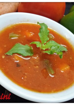 A picture of Tomato with mix veg soup.