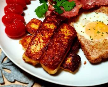 How To Serving Recipe Halloumi egg in a hole breakfast Most Delicious