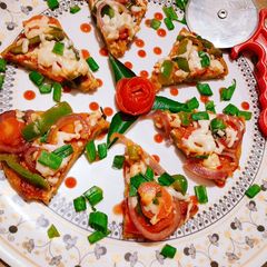 Moong dal cheese pizza A picture of Moong dal cheese pizza.