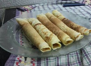 Una foto de Panqueques con dulce de leche