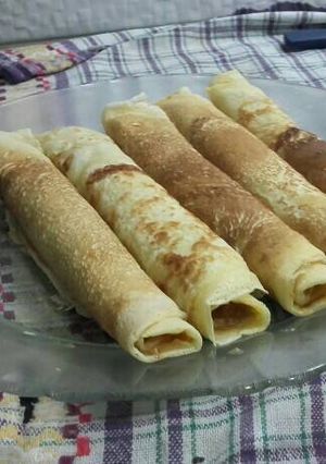 Una foto de Panqueques con dulce de leche