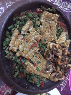 Foto resep 8. Sambal kacang panjang + tempe goreng