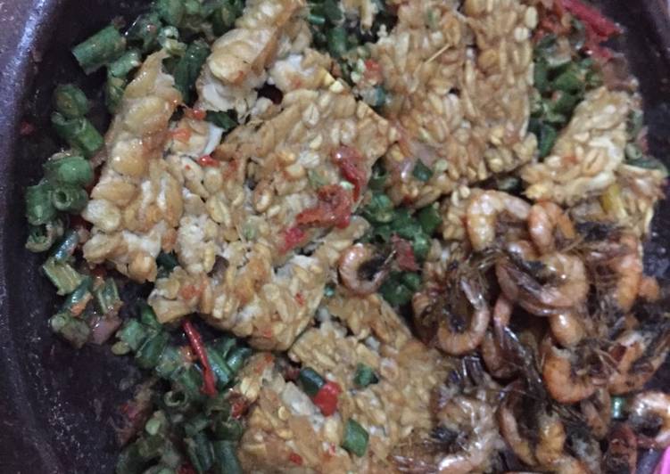 Resep 8. Sambal kacang panjang + tempe goreng yang Bikin Ngiler