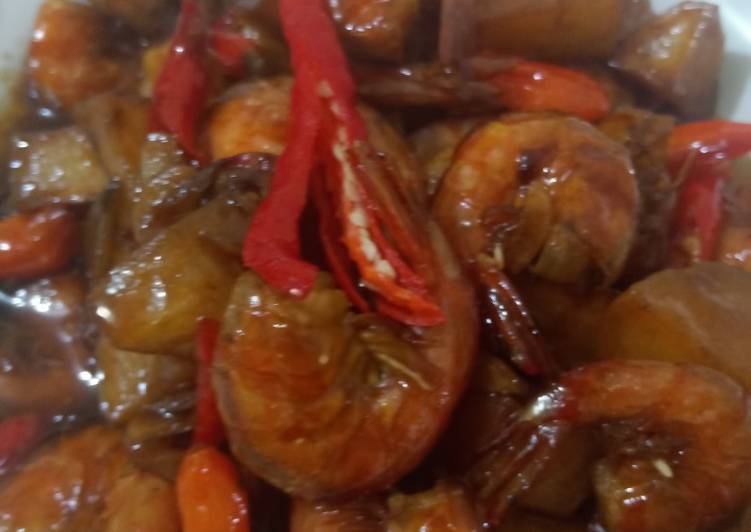 Resep Kentang udang saus tiram, Mudah Banget