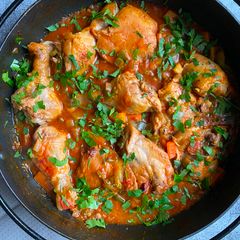 A picture of African  chicken stew.