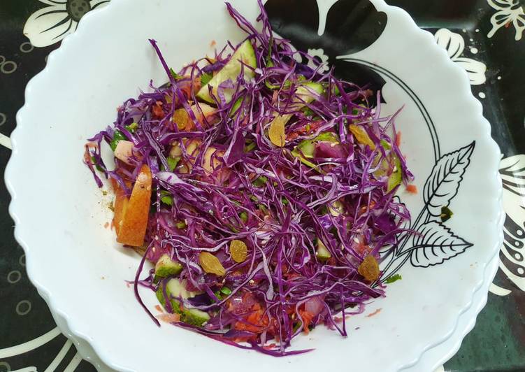 Steps to Prepare Any-night-of-the-week Purple Cabbage Salad with Apples