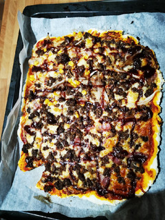 Una foto de Pizza casera Barbacoa Sin Gluten