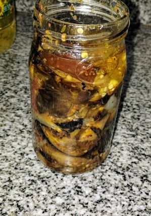 Una foto de Berenjena asada en conserva