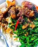 Cá lóc kho tiêu ăn kèm rau đắng xào tỏi (siêu ngon)