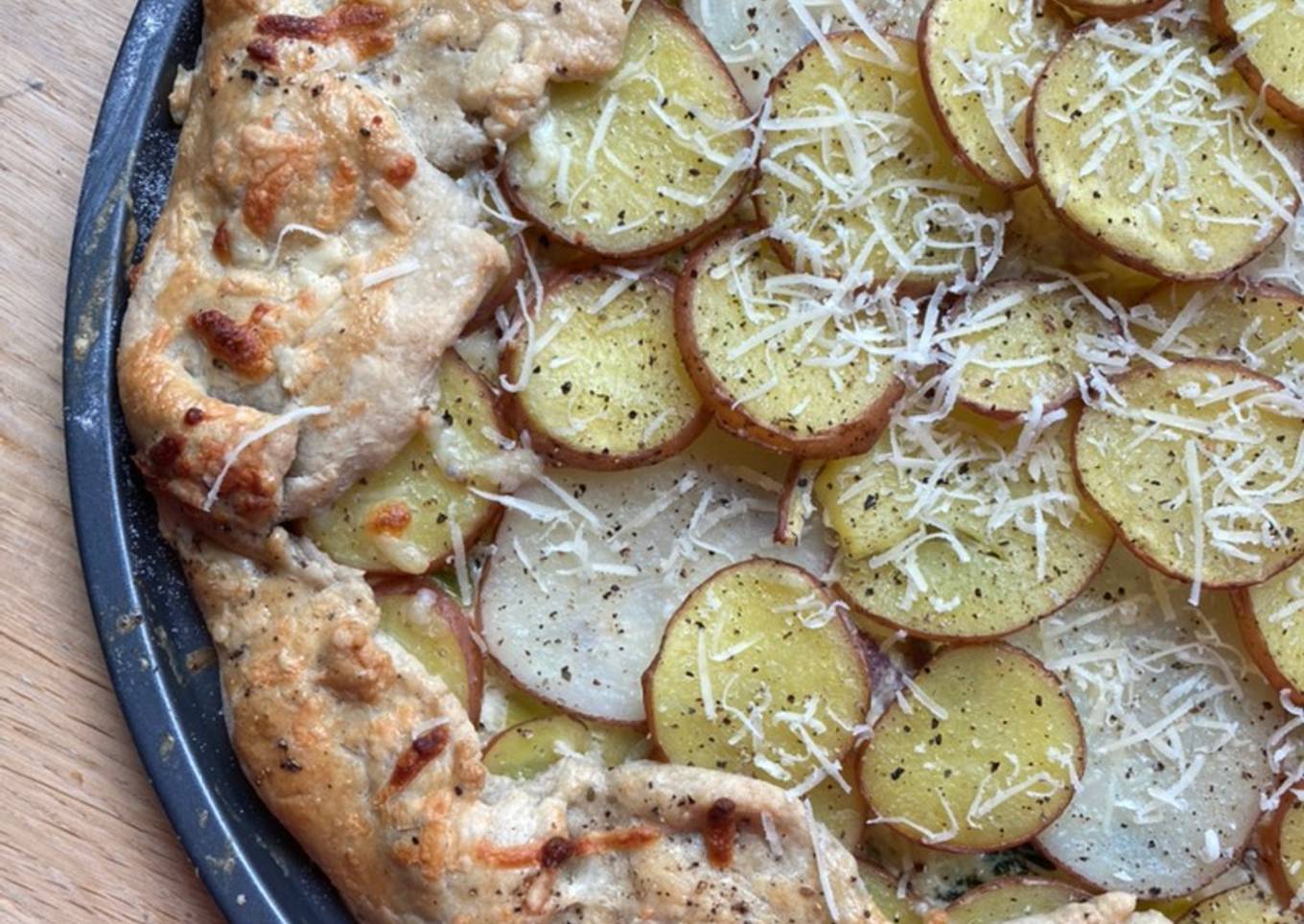 Leftover potato, cheese and onion galette
