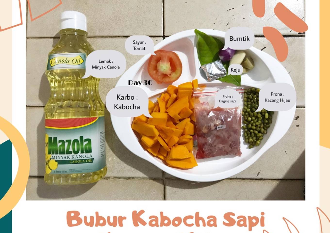 Mpasi 6+ Day 30 : Bubur Kabocha Sapi Kacang Hijau