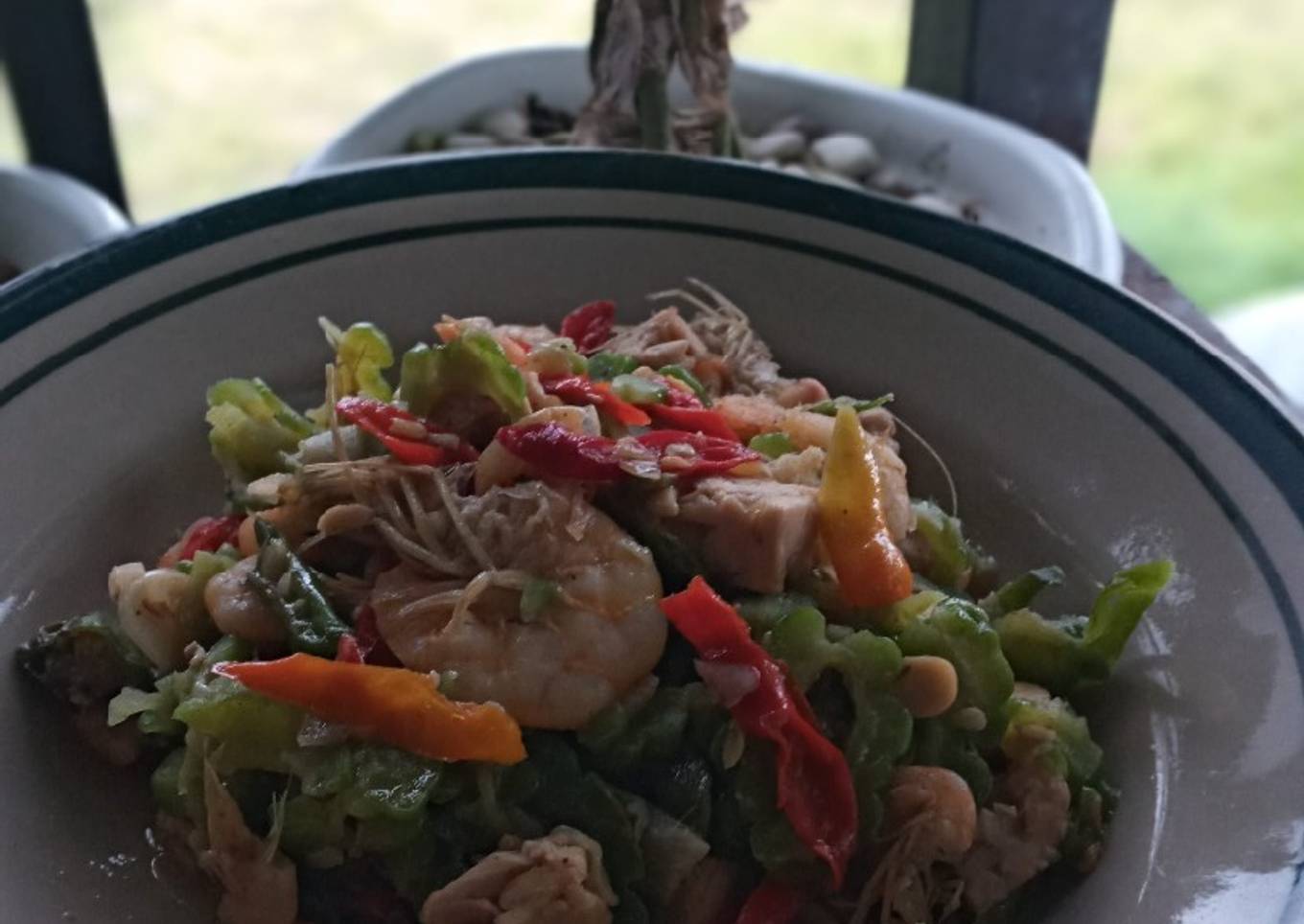 Tumis pare udang tempe