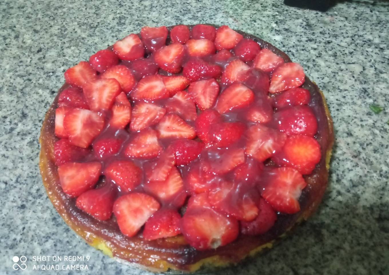 Tarta de queso con fresas