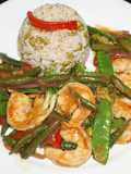 Camarones salteados con vegetales