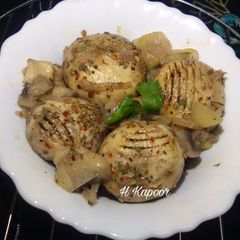A picture of BBQ Mushrooms in Apple Mushroom Sauce.